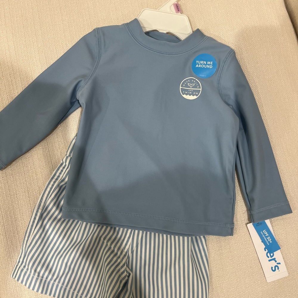 Carters Blue Long Sleeve Kids Swim Set